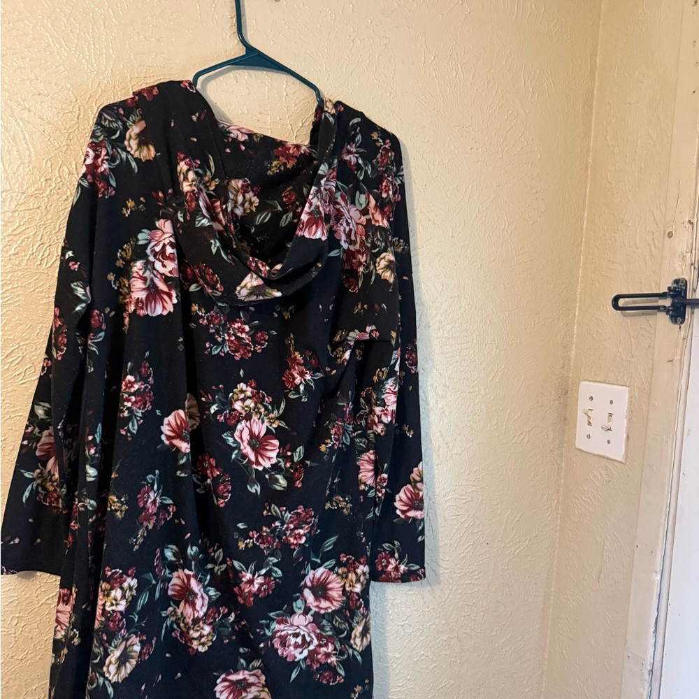 Lildy Floral Kimono Cardigan • Black Pink Lightweight Layer • Size L - Picture 2 of 3